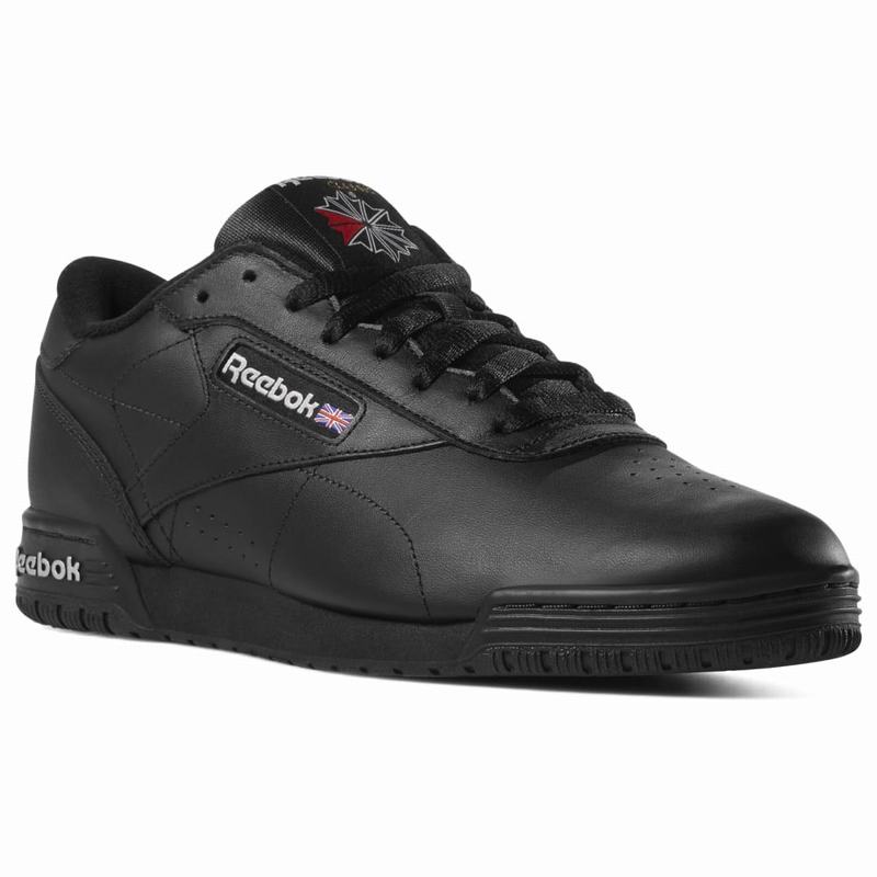 Reebok Ex-o-fit Clean Logo Int Shoes Mens Black/Silver India QR7194WZ